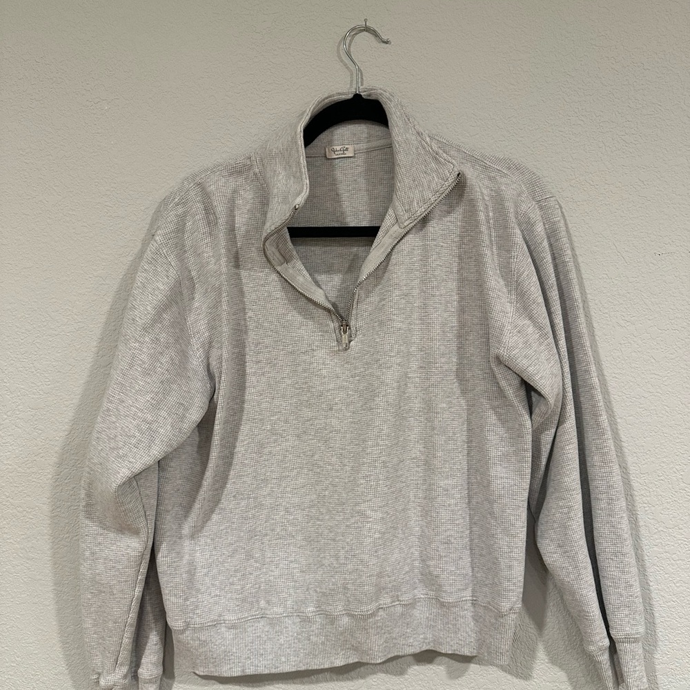 Women's Gray Quarter-Zip Sweater